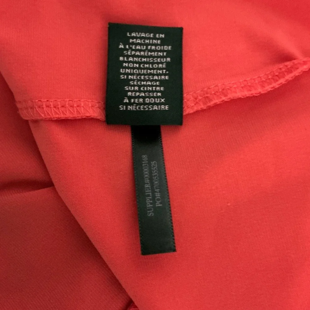 Lauren Ralph Lauren Coral Mock Neck Overlay Ruched Midi Dress Size 6 Cocktail